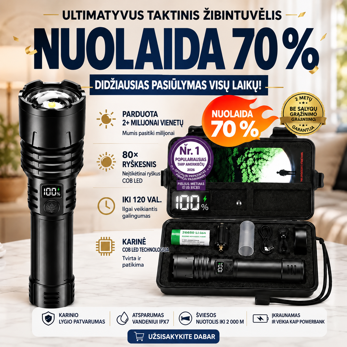 Taktinio išgyvenimo žibintuvėlio pasiūlymas
