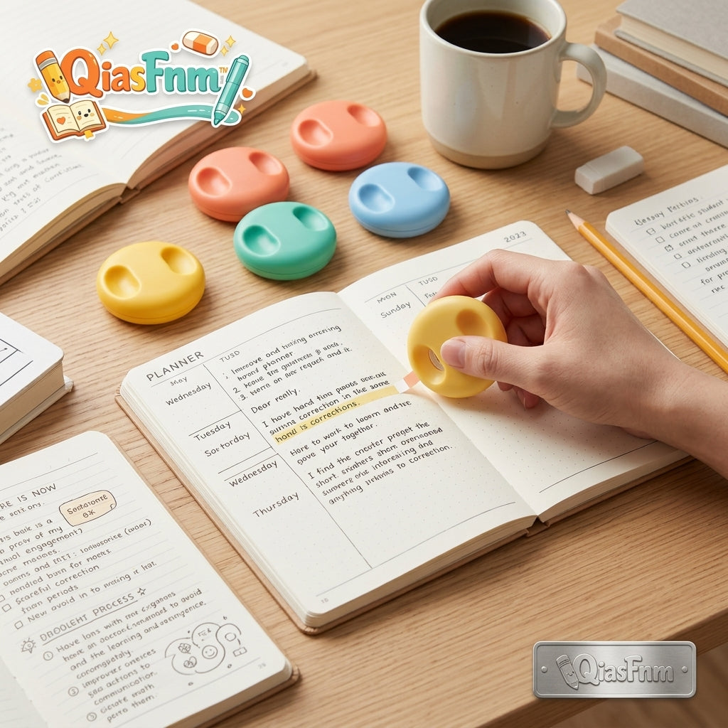 QiasFnm™ 4-Pack Cute Correction Tape, Pastel Round Disk White Out Tape with Ergonomic Grip, Aesthetic Mini Correction Tape for School, Office, Writing, and Journaling, Smooth & Precise Application