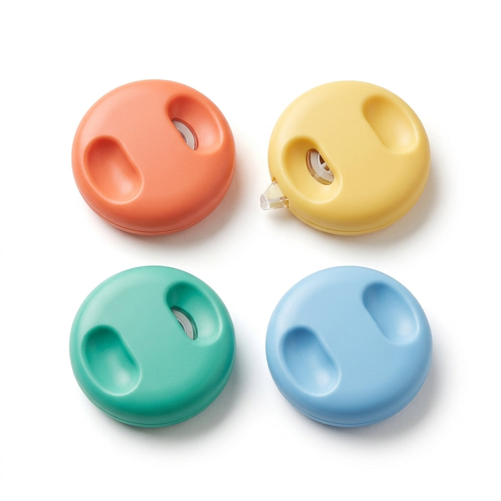 QiasFnm™ 4-Pack Cute Correction Tape, Pastel Round Disk White Out Tape with Ergonomic Grip, Aesthetic Mini Correction Tape for School, Office, Writing, and Journaling, Smooth & Precise Application