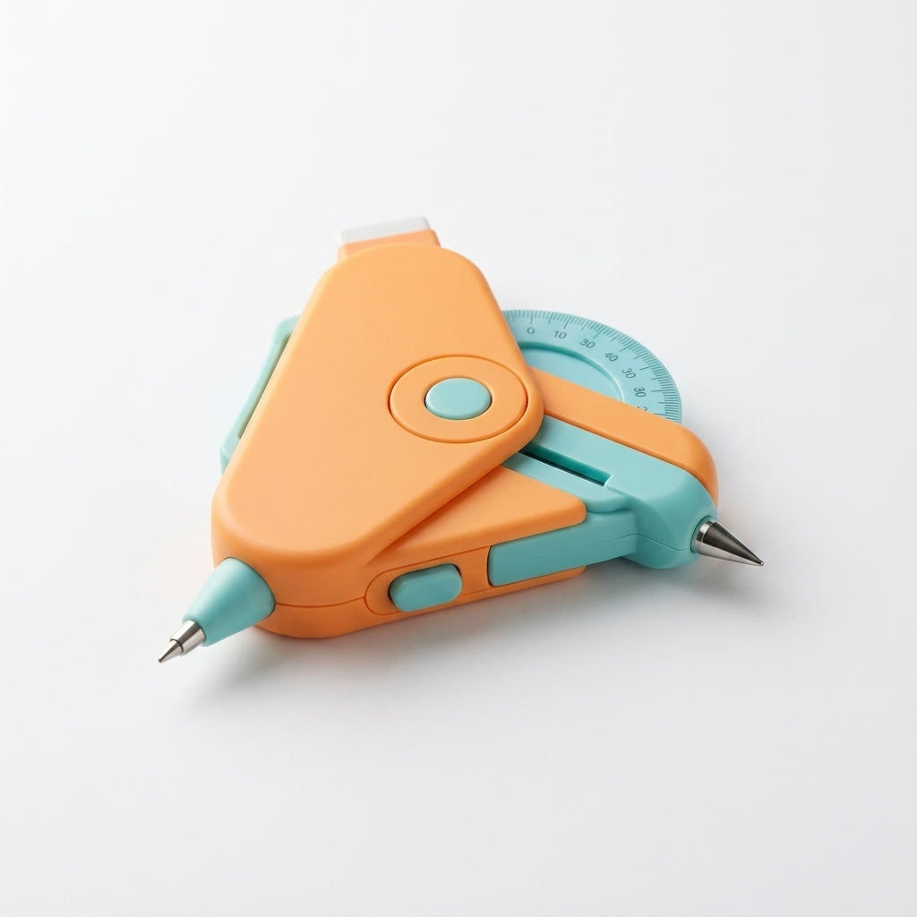 QiasFnm™ 4-in-1 Modular Sketch & Measure Tool - Multi-Functional Geometry Compass with Pen, Protractor, and Eraser - Ergonomic Drafting & Drawing Stationery for Students, Architects, and Designers