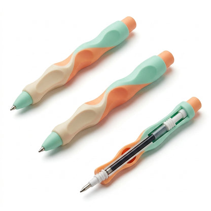 QiasFnm™ Ergonomic Gel Pens, Cute Writing Pens with Multi-Finger Comfort Grip, Retractable Fine Point Black Ink Pens for School, Office, Kids, and Hand Fatigue Relief